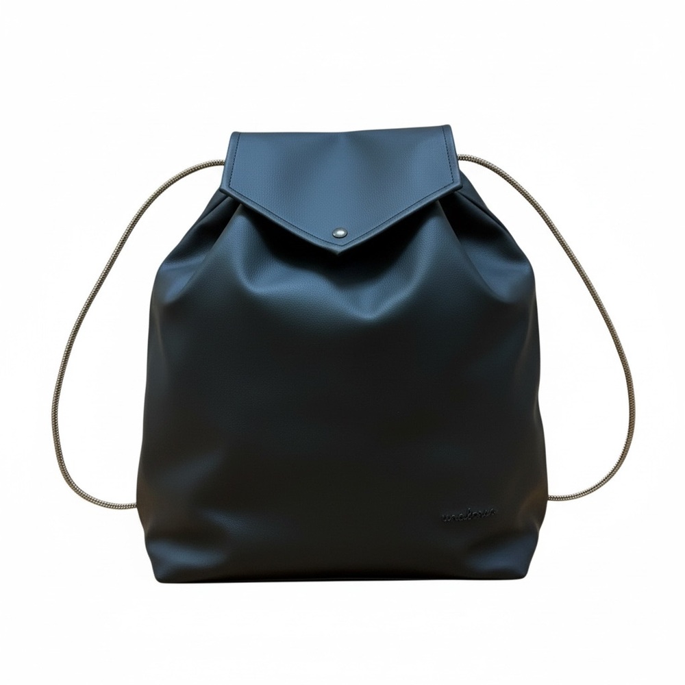 Black Vegan Leather Drawstring Backpack - image 1